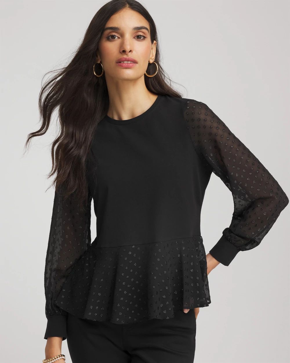 Clip-Dot Peplum Top | Chico's